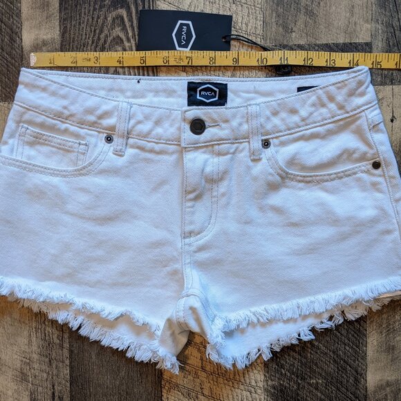RVCA Hello Mellow Shorts White Denim 26 Cutoffs - Picture 5 of 5